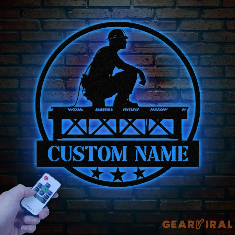 Personalized Ironworker LED Metal Sign – Custom Welder Name Sign – Unique Ironworker Wall Decor – Xmas or Birthday Gift