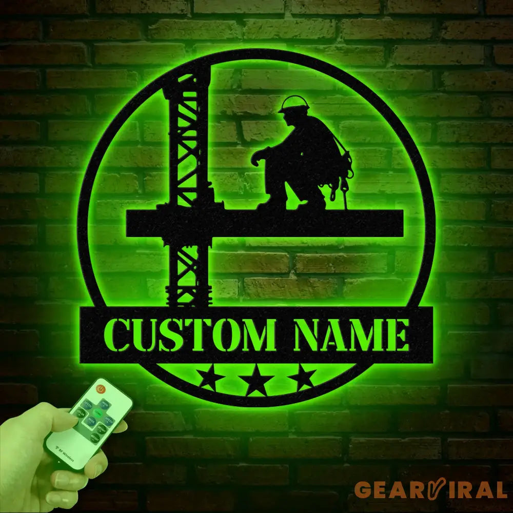 Personalized Ironworker LED Metal Sign – Custom Welder Name Sign – Unique Ironworker Wall Decor – Xmas or Birthday Gift