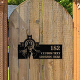 Personalized Jesus Number Address - Christian Address Sign - Name Initial Hanging - Personalize Metal Sign - Jesus Address Sign