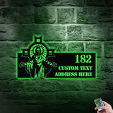 Personalized Jesus Number Address - Christian Address Sign - Name Initial Hanging - Personalize Metal Sign - Jesus Address Sign