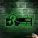 Personalized Jesus Number Address - Christian Address Sign - Name Initial Hanging - Personalize Metal Sign - Jesus