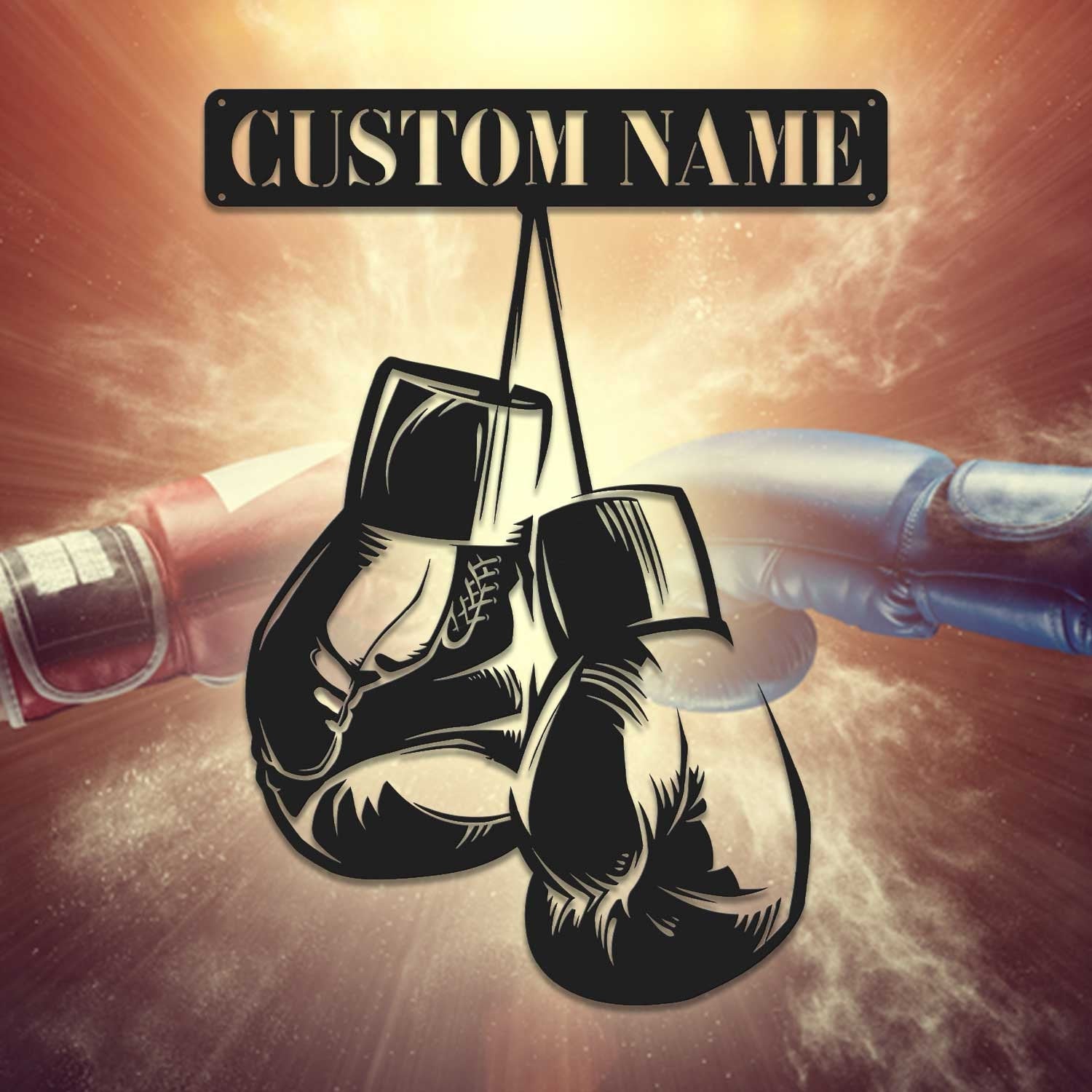 Personalized King Boxer Name Sign with LED Light - Custom Boxing Gloves Metal Wall Art - Boxing for Home Decor & Gift - Boxing Lover Gifts Sign | GearViral