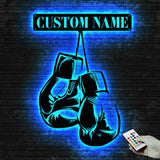 Personalized King Boxer Name Sign with LED Light - Custom Boxing Gloves Metal Wall Art - Boxing for Home Decor & Gift - Boxing Lover Gifts Sign | GearViral
