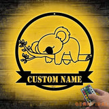 Personalized Koala Metal Wall Art LED Light Custom Koala Baby Lover Name Sign Home Decor Kid Nursery Decoration
