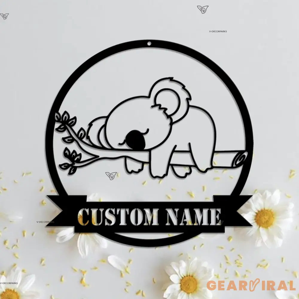 Personalized Koala Metal Wall Art LED Light Custom Koala Baby Lover Name Sign Home Decor Kid Nursery Decoration