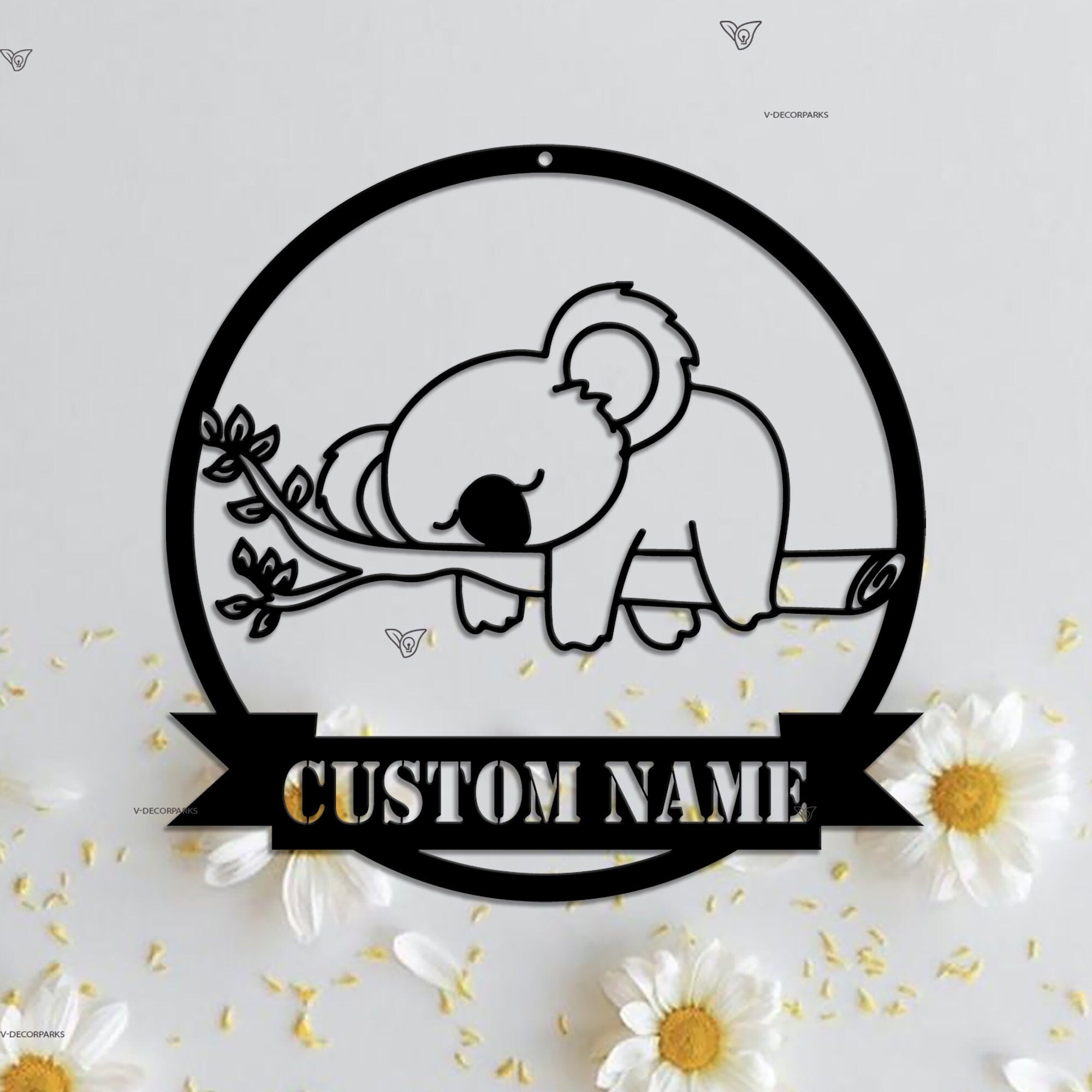 Personalized Koala Metal Wall Art LED Light Custom Koala Baby Lover Name Sign Home Decor Kid Nursery Decoration Mother's Day Gift Mom Child | GearViral