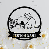 Personalized Koala Metal Wall Art LED Light Custom Koala Baby Lover Name Sign Home Decor Kid Nursery Decoration Mother's Day Gift Mom Child | GearViral