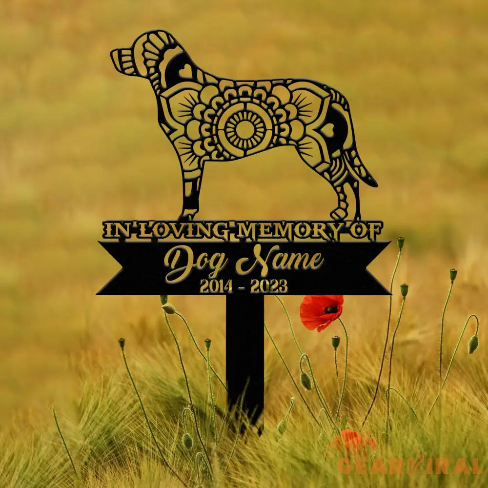 Personalized Labrador Retriever Mandala Garden Stake Zentangle Yard Art Dog Memorial Sign Outdoor Decor Pet Loss