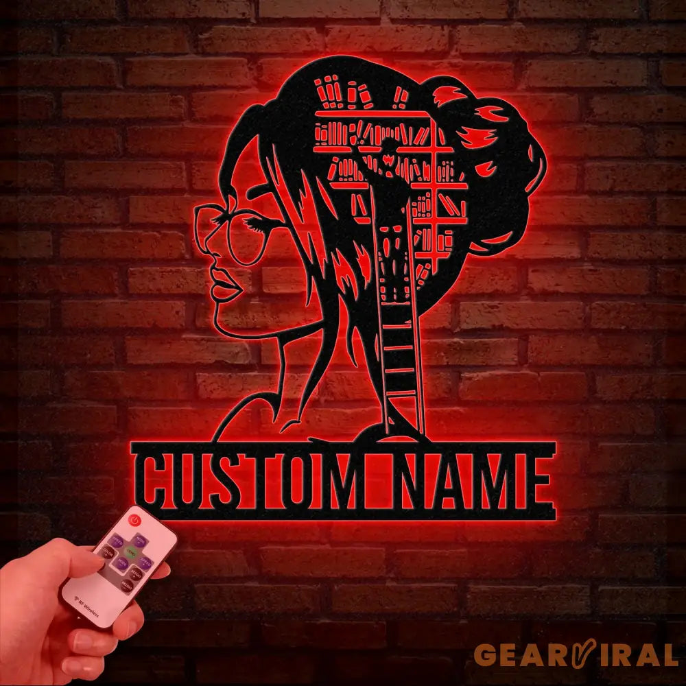 Personalized Lady Library Metal Sign with LED Lights - Custom Bookshelf Sign - Bookworm Library Decor - Reading Room &