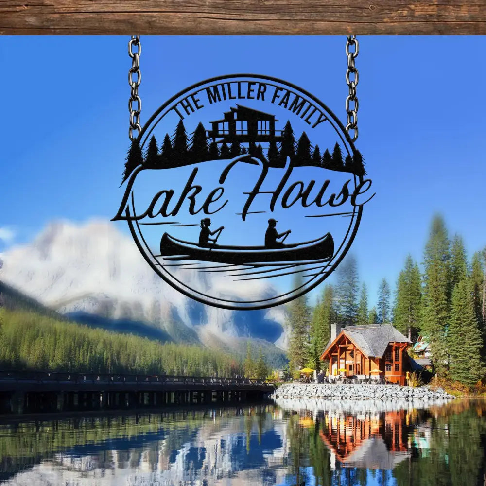 Personalized Lake House Metal Sign Forest Lake Sign Custom Lake House Name Sign Camping Metal Sign Lake House Decor