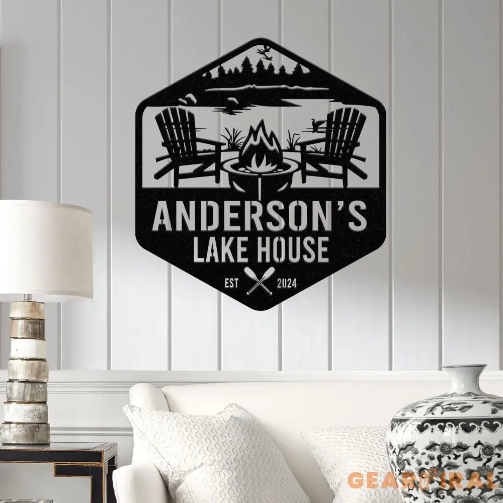 Personalized Lake House Metal Sign Forest Lake Sign Family Name Lake House Sign Camping Metal Sign Lake House Decor