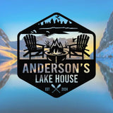 Personalized Lake House Metal Sign Forest Lake Sign Family Name Lake House Sign Camping Metal Sign Lake House Decor