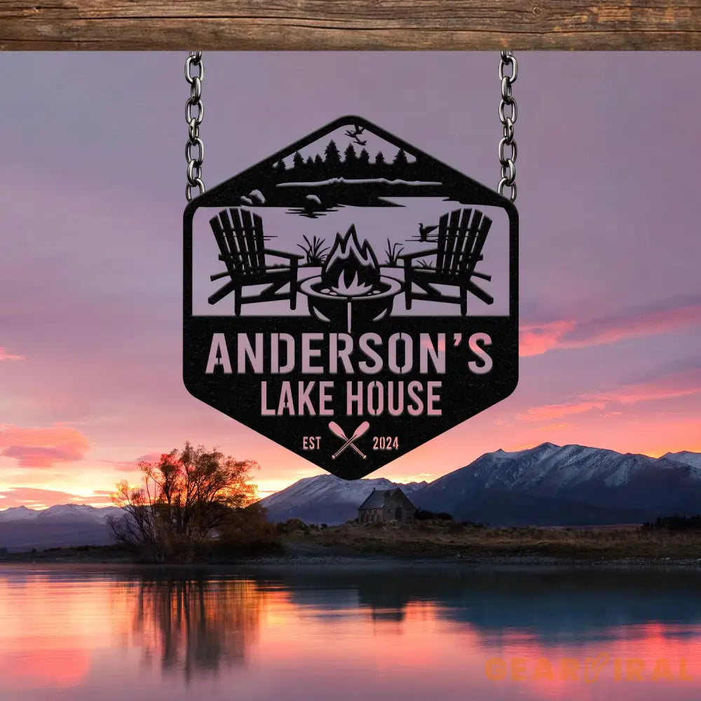 Personalized Lake House Metal Sign Forest Lake Sign Family Name Lake House Sign Camping Metal Sign Lake House Decor