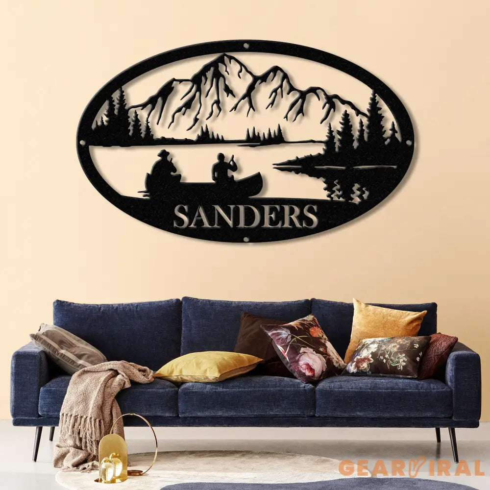 Personalized Lake House Metal Sign with LED Lights – Custom Lake House Name Sign – Forest Lake Wall Art & Camping Decor