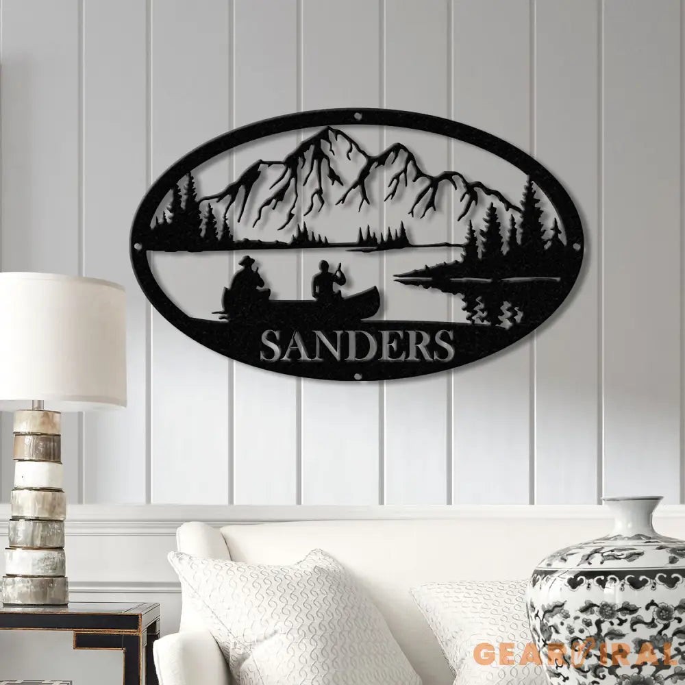 Personalized Lake House Metal Sign with LED Lights – Custom Lake House Name Sign – Forest Lake Wall Art & Camping Decor