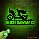 Personalized Lawn Mower Metal Wall Art LED Light Custom Zero Turn Mower Name Sign Landscaping Decor Garage Wall Art