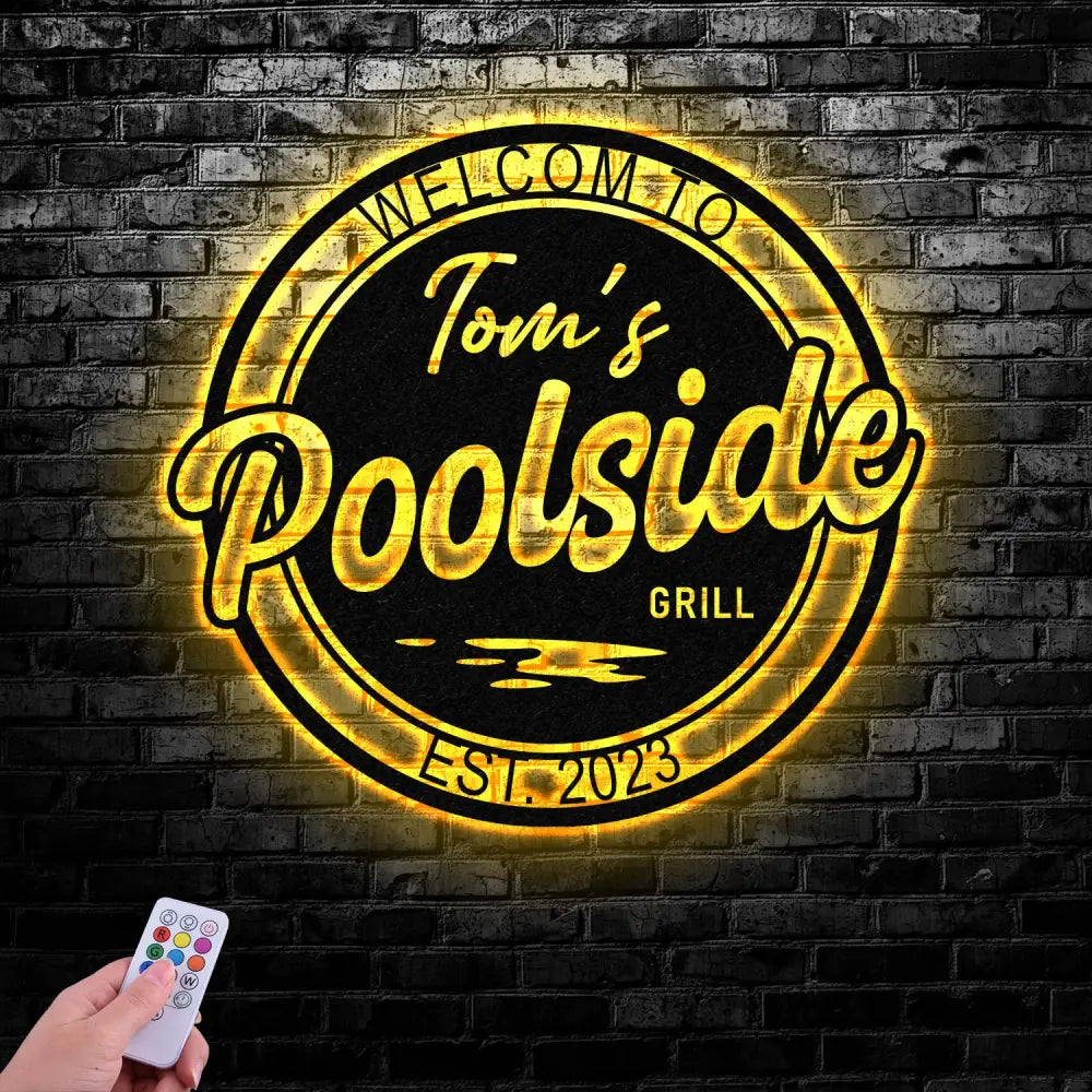 Personalized LED Backyard Pool Metal Sign Outdoor Light Up Pool Decor Metal Wall Decor Patio Decor Personalized Metal