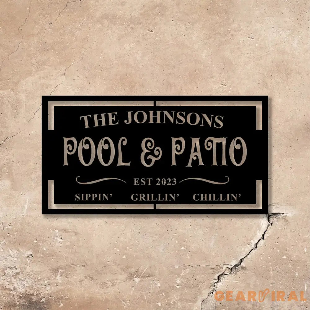Personalized LED Backyard Pool & Patio Metal Sign Outdoor light up Pool Decor Outdoor Pool Sign Outdoor Patio Sign