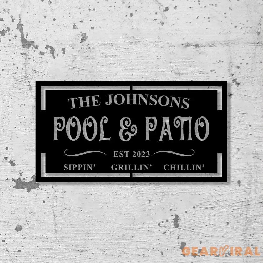 Personalized LED Backyard Pool & Patio Metal Sign Outdoor light up Pool Decor Outdoor Pool Sign Outdoor Patio Sign