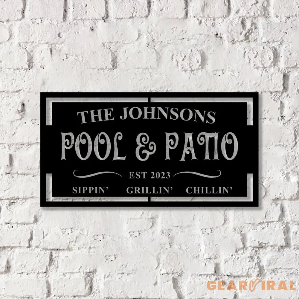 Personalized LED Backyard Pool & Patio Metal Sign Outdoor light up Pool Decor Outdoor Pool Sign Outdoor Patio Sign