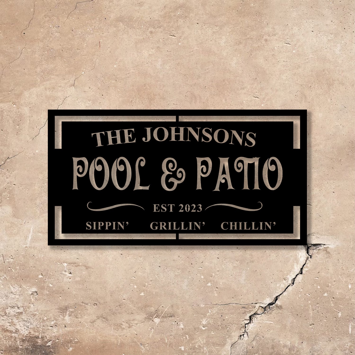 Personalized LED Backyard Pool & Patio Metal Sign, Outdoor light up Pool Decor, Outdoor Pool Sign, Outdoor Patio Sign - Gearviral