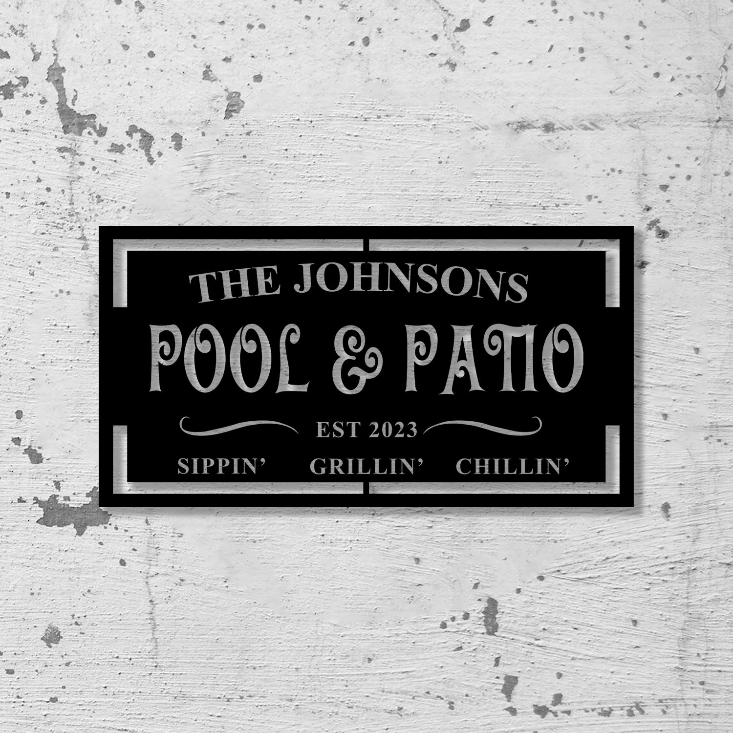 Personalized LED Backyard Pool & Patio Metal Sign, Outdoor light up Pool Decor, Outdoor Pool Sign, Outdoor Patio Sign - Gearviral