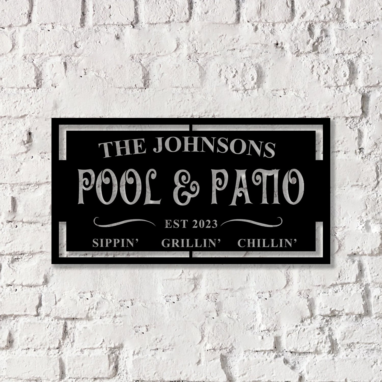 Personalized LED Backyard Pool & Patio Metal Sign, Outdoor light up Pool Decor, Outdoor Pool Sign, Outdoor Patio Sign - Gearviral