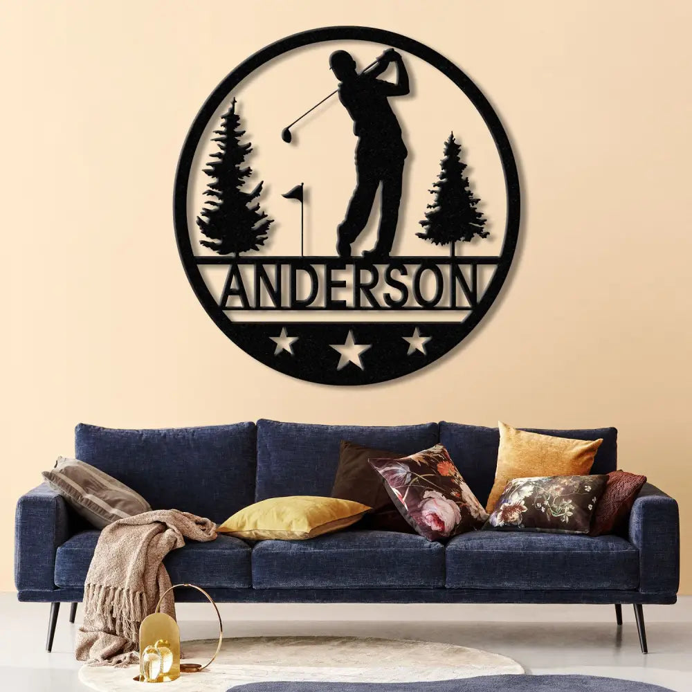 Personalized LED Golf Metal Wall Art Custom Golfer Name Sign Golf Course Decor for Man Cave or Office Gift for Golf