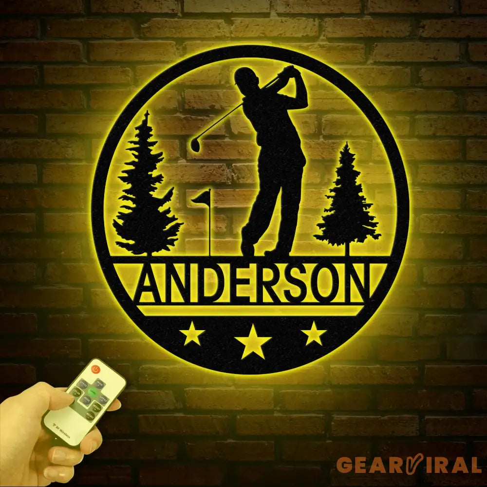 Personalized LED Golf Metal Wall Art Custom Golfer Name Sign Golf Course Decor for Man Cave or Office Gift for Golf