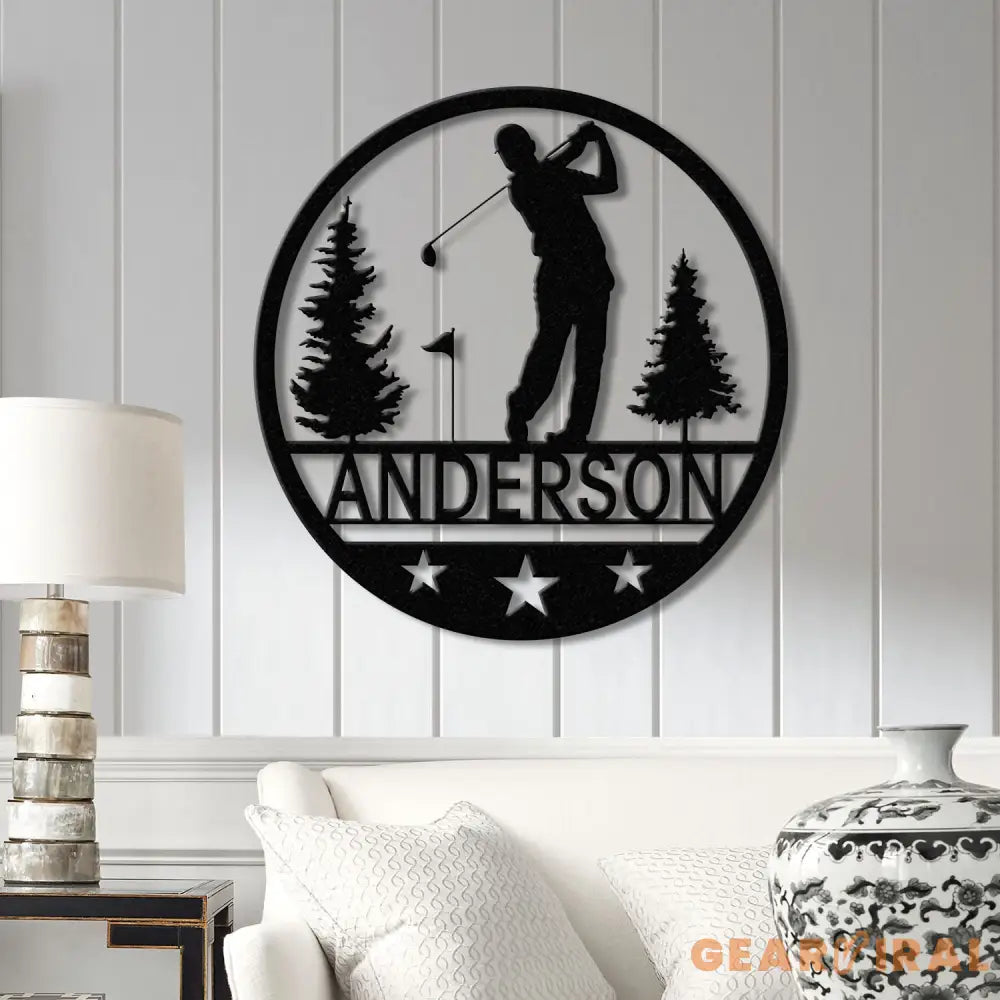 Personalized LED Golf Metal Wall Art Custom Golfer Name Sign Golf Course Decor for Man Cave or Office Gift for Golf