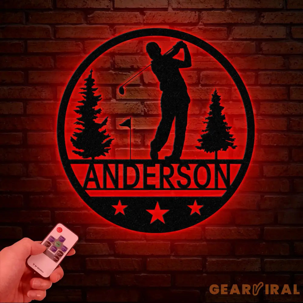 Personalized LED Golf Metal Wall Art Custom Golfer Name Sign Golf Course Decor for Man Cave or Office Gift for Golf
