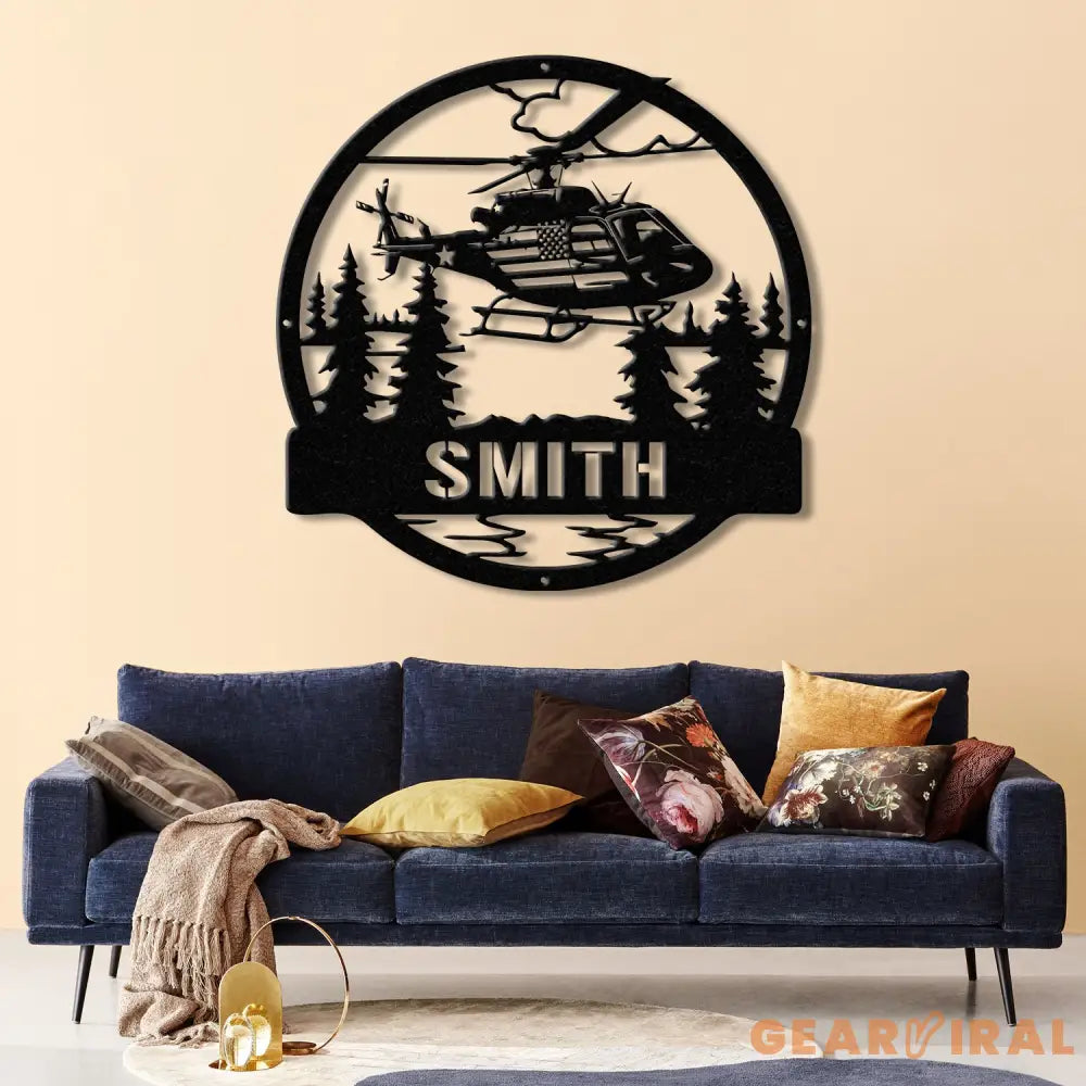 Personalized LED Helicopter Metal Sign Custom Pilot Name Wall Art Aviation Decor Military Helicopter Gift Man Cave Decor