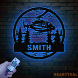 Personalized LED Helicopter Metal Sign Custom Pilot Name Wall Art Aviation Decor Military Helicopter Gift Man Cave Decor