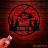 Personalized LED Helicopter Metal Sign Custom Pilot Name Wall Art Aviation Decor Military Helicopter Gift Man Cave Decor