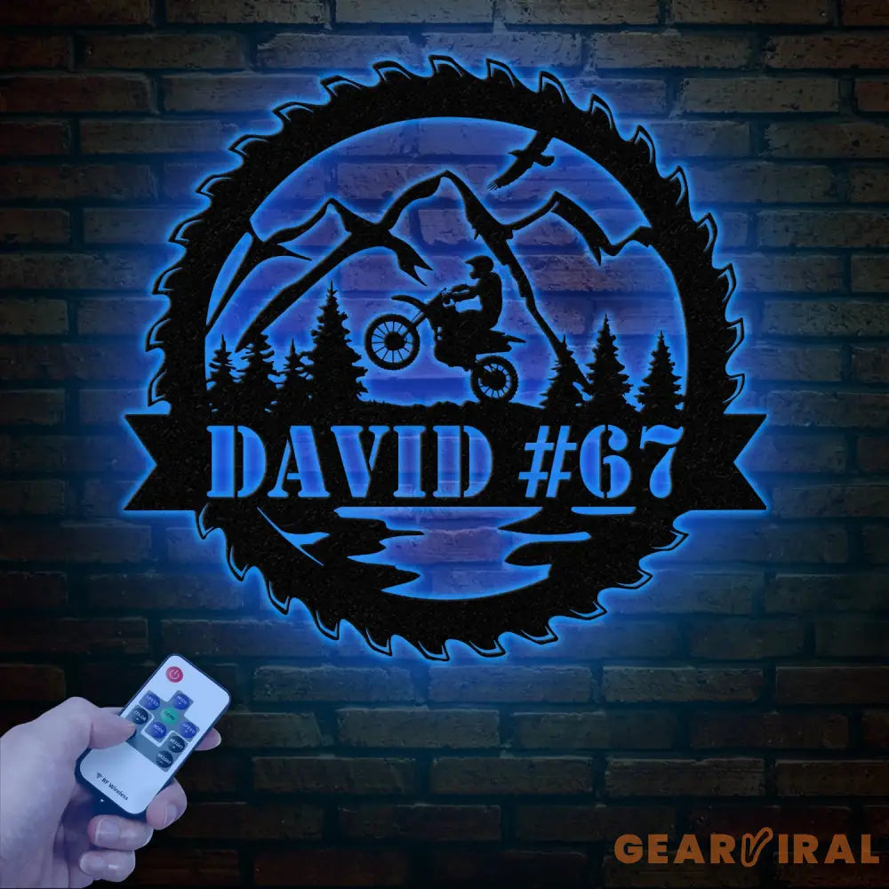 Personalized LED Motocross Metal Sign Custom Name Dirt Bike Wall Art Mountain Bike Rider Decor Off-Road Racing Metal