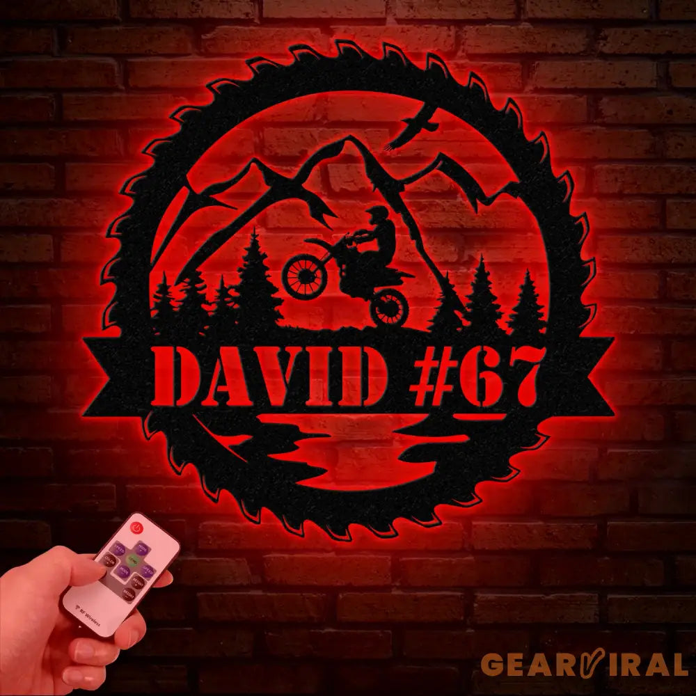 Personalized LED Motocross Metal Sign Custom Name Dirt Bike Wall Art Mountain Bike Rider Decor Off-Road Racing Metal