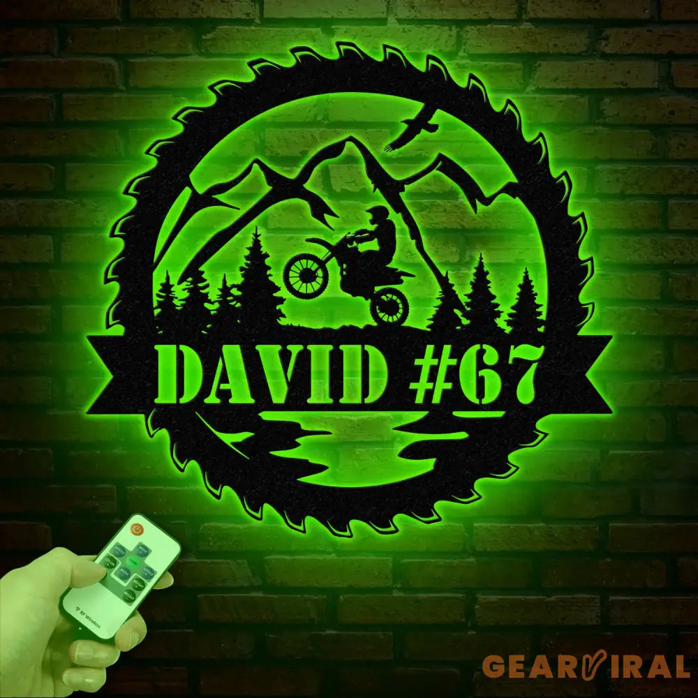 Personalized LED Motocross Metal Sign Custom Name Dirt Bike Wall Art Mountain Bike Rider Decor Off-Road Racing Metal