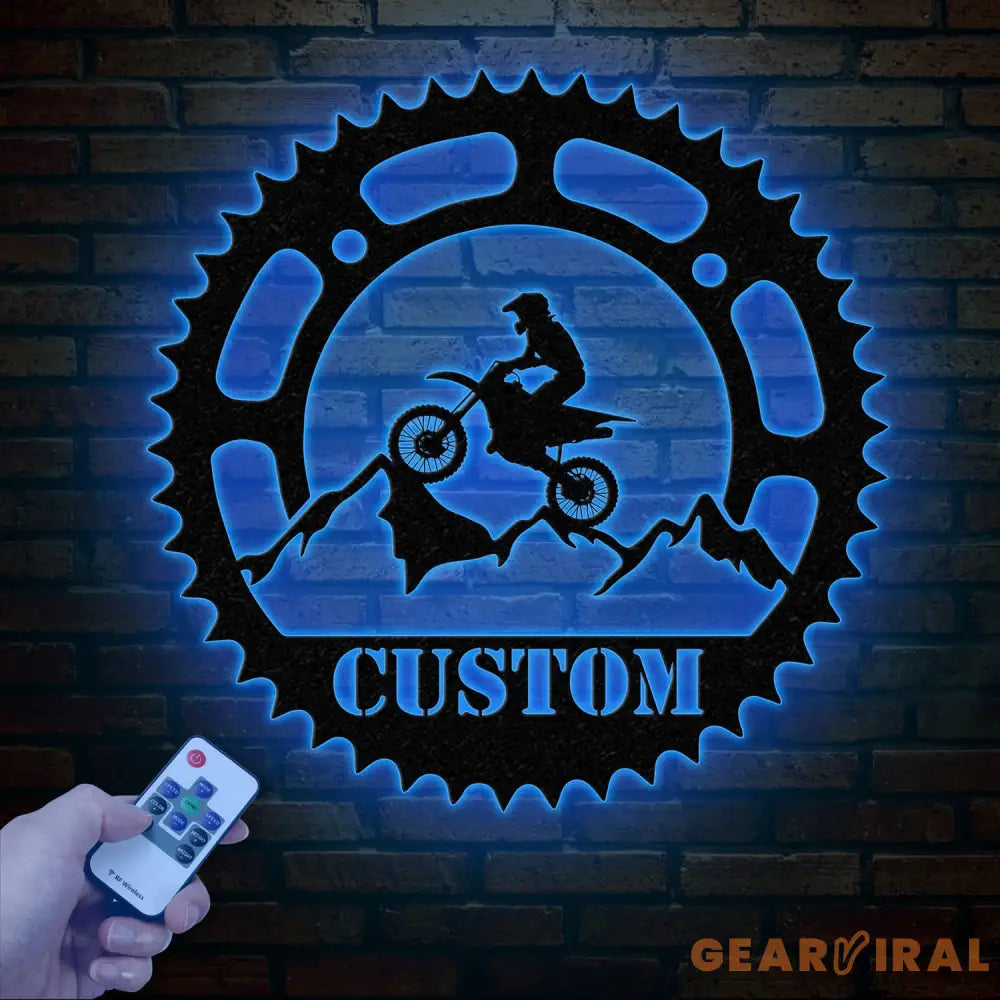 Personalized LED Motocross Metal Sign Custom Name Dirt Bike Wall Art Mountain Bike Rider Decor Off-Road Racing Metal