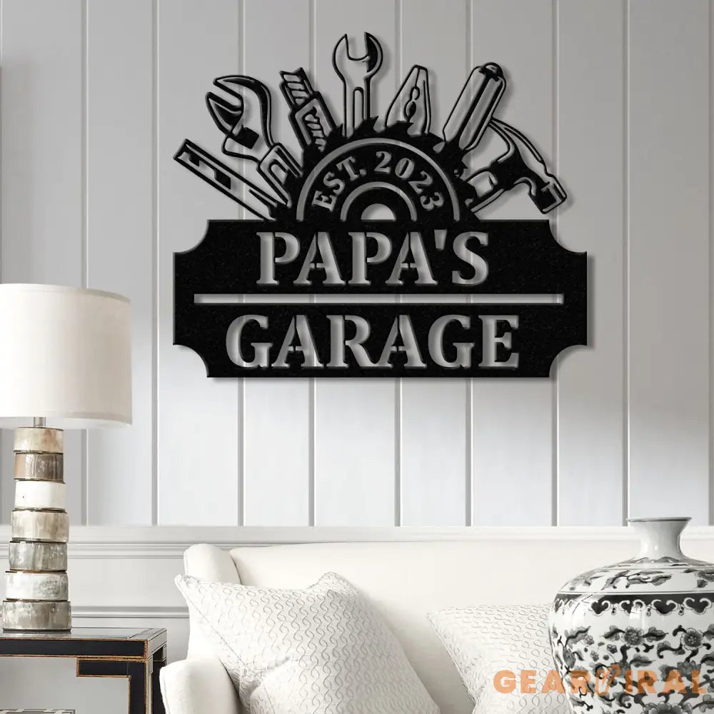 Personalized LED Workshop Sign Custom Metal Garage Sign Dad or Grandpa Gift Papa’s Workshop Wall Art Christmas Gift for