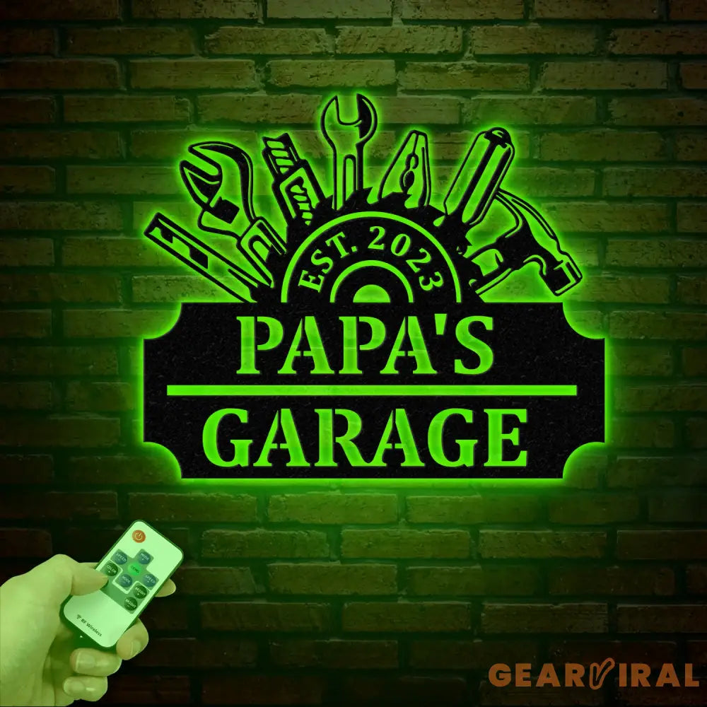 Personalized LED Workshop Sign Custom Metal Garage Sign Dad or Grandpa Gift Papa’s Workshop Wall Art Christmas Gift for