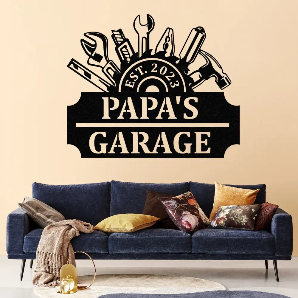 Personalized LED Workshop Sign Custom Metal Garage Sign Dad or Grandpa Gift Papa’s Workshop Wall Art Christmas Gift for