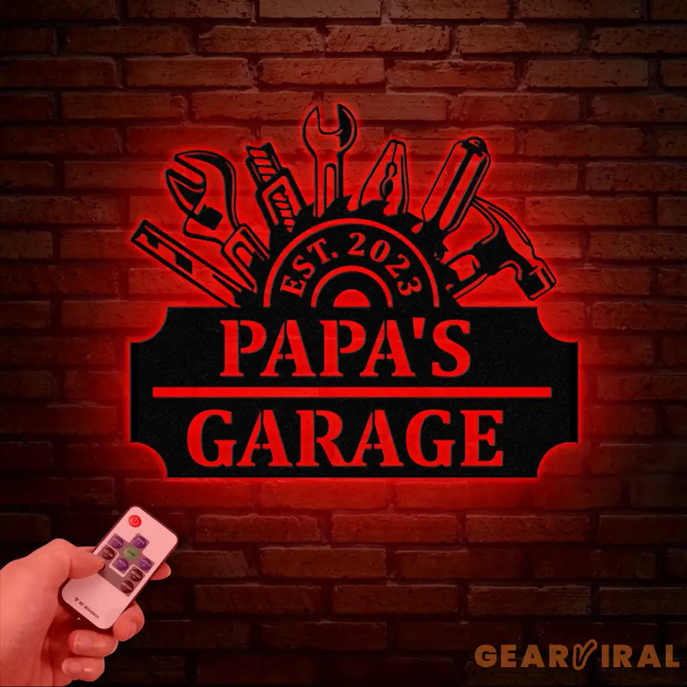 Personalized LED Workshop Sign Custom Metal Garage Sign Dad or Grandpa Gift Papa’s Workshop Wall Art Christmas Gift for