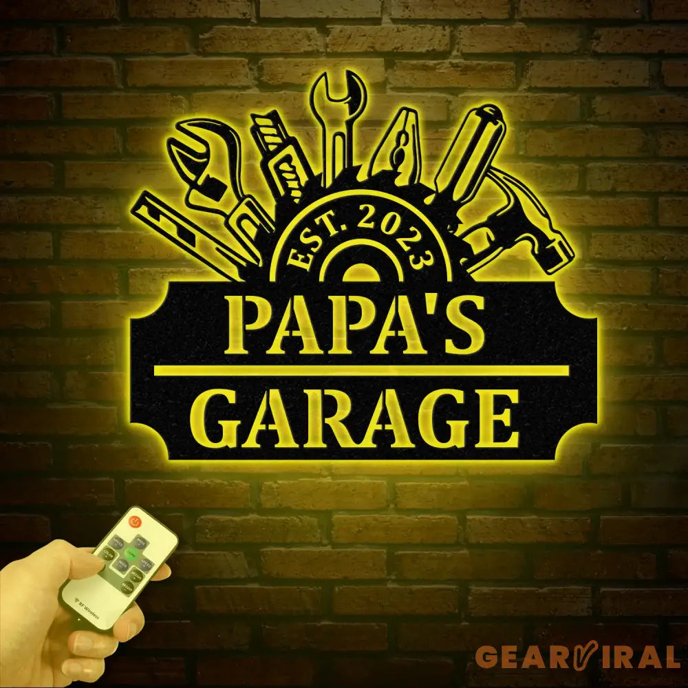 Personalized LED Workshop Sign Custom Metal Garage Sign Dad or Grandpa Gift Papa’s Workshop Wall Art Christmas Gift for
