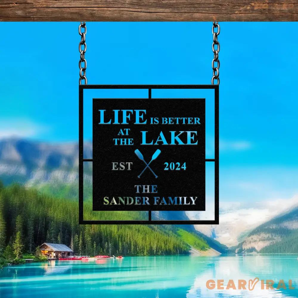 Personalized Life Is Better At Lake House Metal Sign Forest Lake Sign Custom Lake House Name Sign Camping Metal Sign