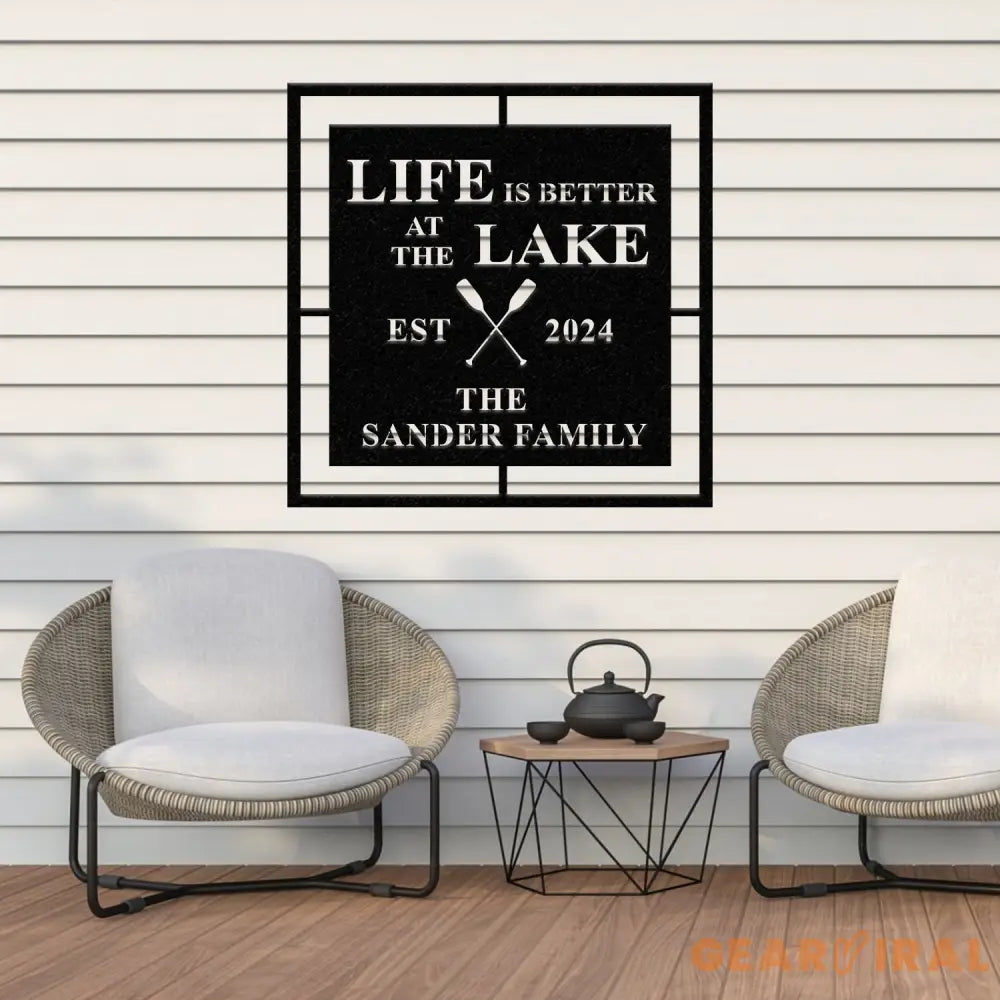 Personalized Life Is Better At Lake House Metal Sign Forest Lake Sign Custom Lake House Name Sign Camping Metal Sign