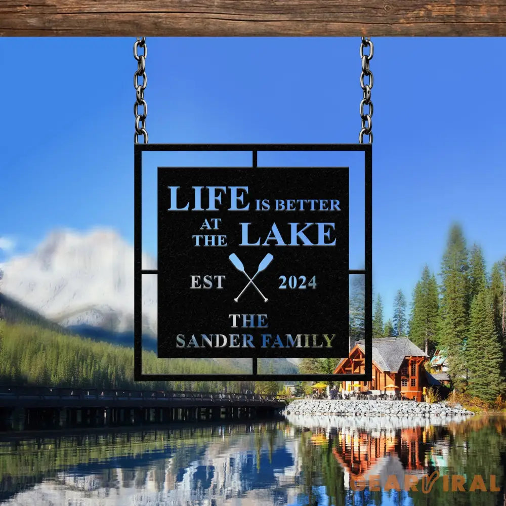 Personalized Life Is Better At Lake House Metal Sign Forest Lake Sign Custom Lake House Name Sign Camping Metal Sign