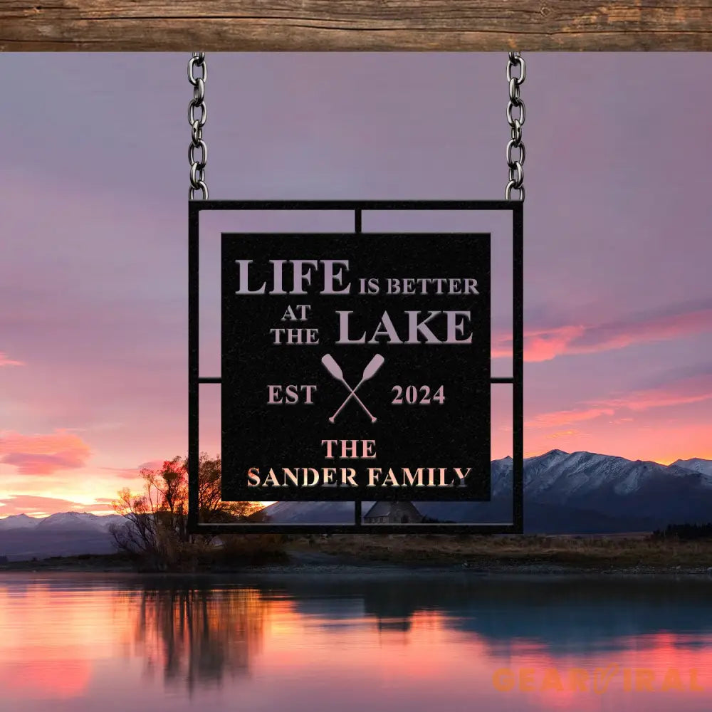 Personalized Life Is Better At Lake House Metal Sign Forest Lake Sign Custom Lake House Name Sign Camping Metal Sign