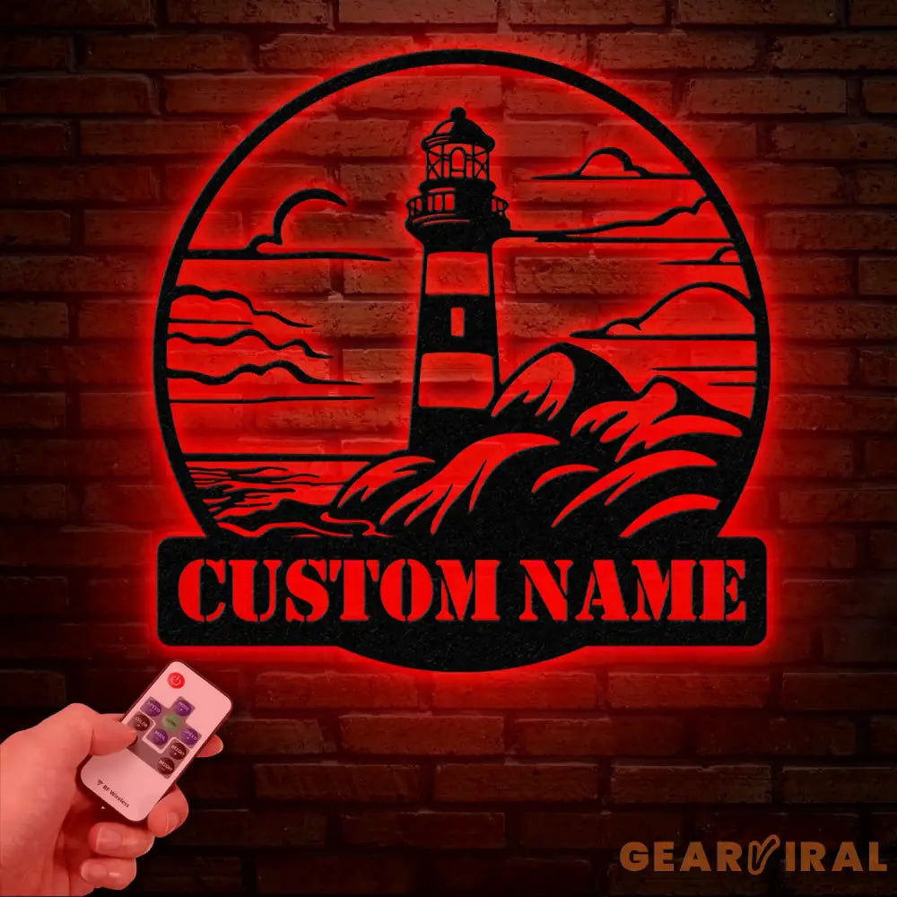 Personalized Lighthouse Metal Sign Custom Lighthouse Name Sign Beach House Decor Harbor Sign Lighthouse Metal Wall Art