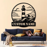 Personalized Lighthouse Metal Sign Custom Lighthouse Name Sign Beach House Decor Harbor Sign Lighthouse Metal Wall Art