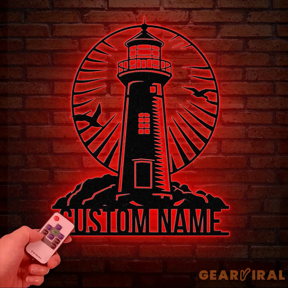 Personalized Lighthouse Metal Sign Custom Lighthouse Name Sign Beach House Decor Harbor Sign Lighthouse Metal Wall Art
